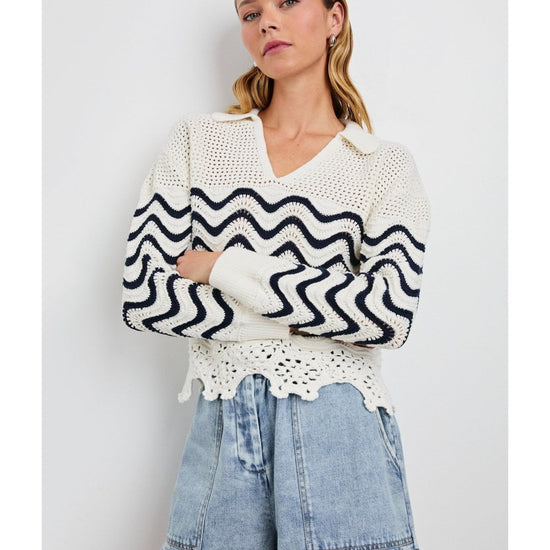 Young Ideas/Henmores - Louise Wave Stripe Crochet Jumper - Wave Stripe - XS