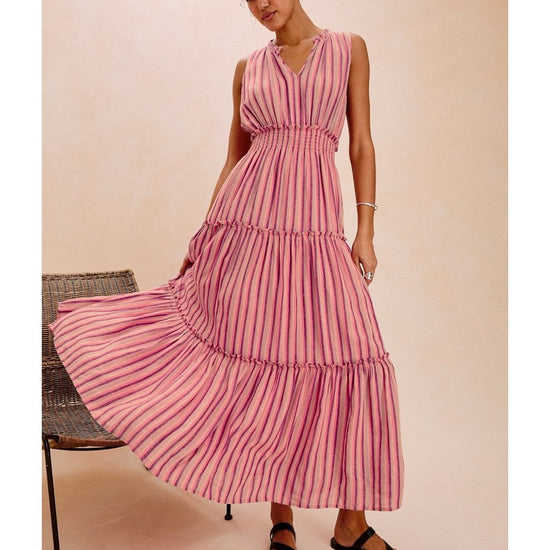 Young Ideas/Henmores - Loulou Striped Sleeveless Midi Dress - Cabana Stripe - S