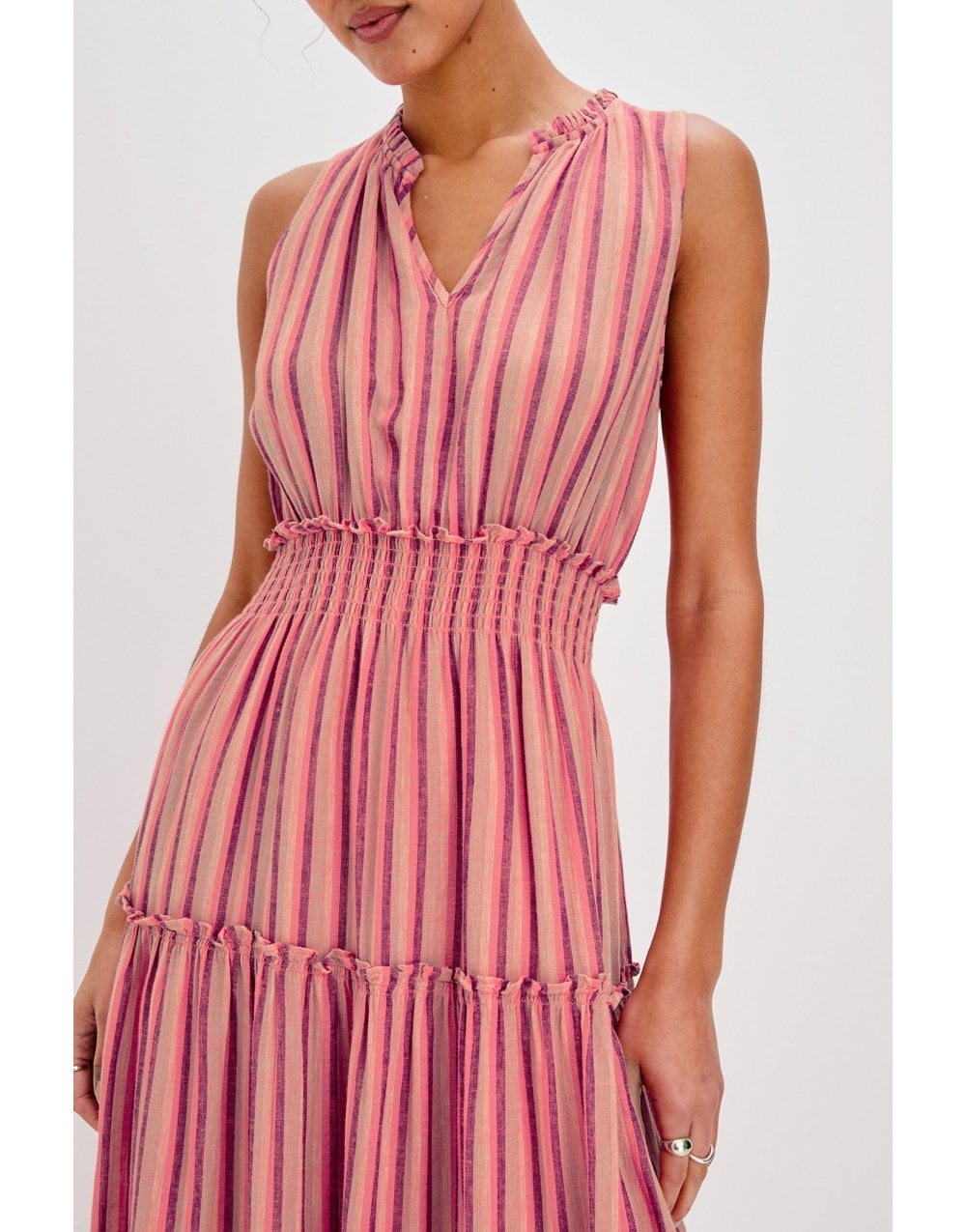 Young Ideas/Henmores - Loulou Striped Sleeveless Midi Dress - Cabana Stripe - S
