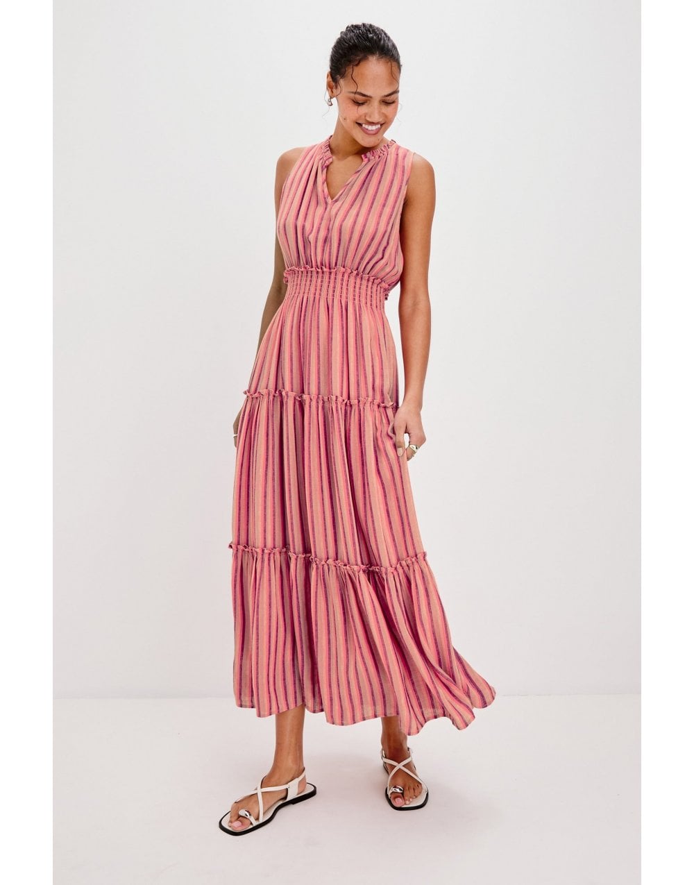 Young Ideas/Henmores - Loulou Striped Sleeveless Midi Dress - Cabana Stripe - S