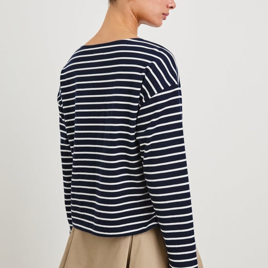 Young Ideas & Henmores - Macy Long Sleeve Top - Navy White Stripe - XS