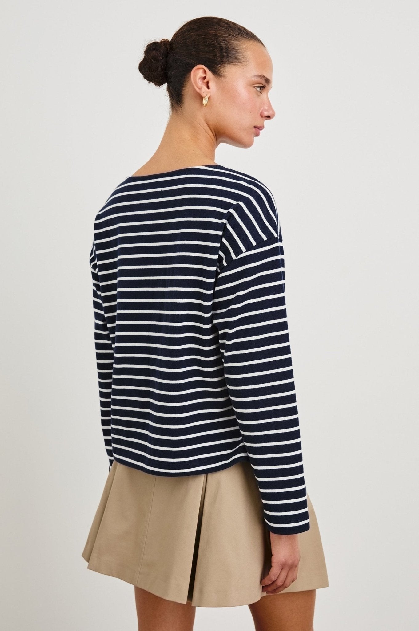 Young Ideas & Henmores - Macy Long Sleeve Top - Navy White Stripe - XS
