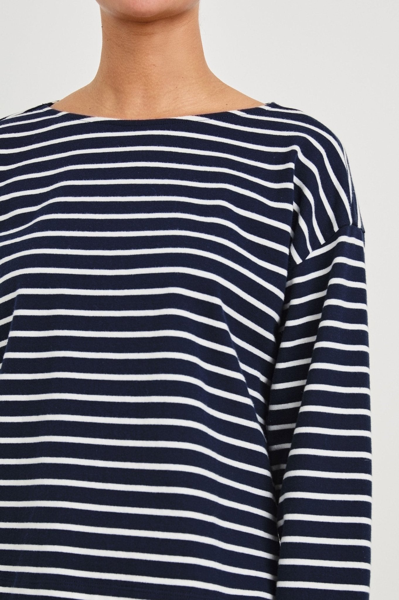 Young Ideas & Henmores - Macy Long Sleeve Top - Navy White Stripe - XS