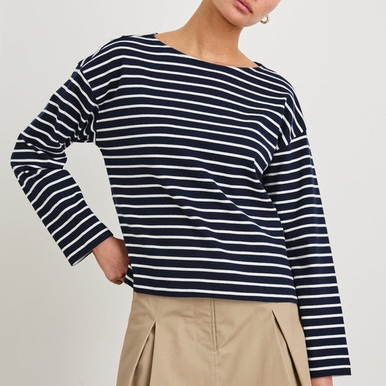 Young Ideas & Henmores - Macy Long Sleeve Top - Navy White Stripe - XS