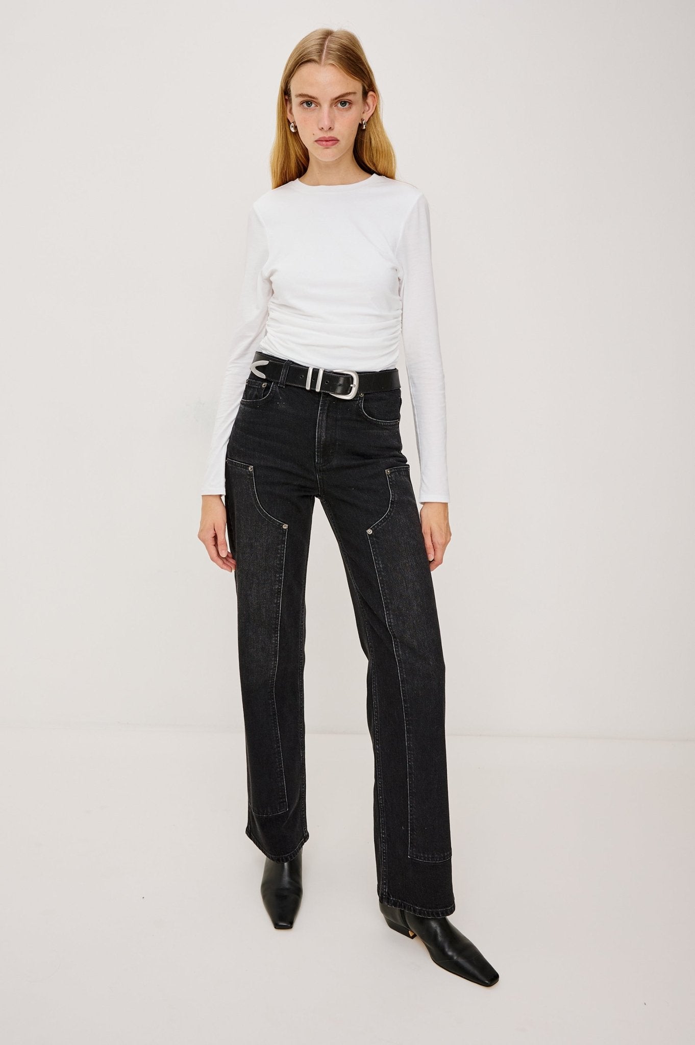 Young Ideas & Henmores - Melle Ruched Detail Top - White - XS
