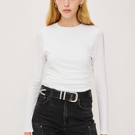 Young Ideas & Henmores - Melle Ruched Detail Top - White - XS