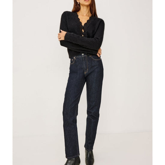 Young Ideas/Henmores - Mer Lace Trim Knitted Cardigan - Black - XS