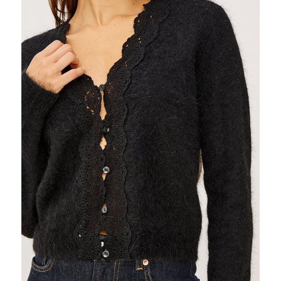 Young Ideas/Henmores - Mer Lace Trim Knitted Cardigan - Black - XS