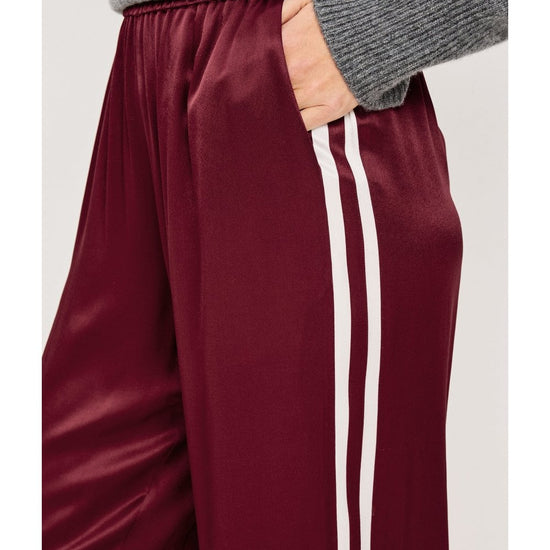 Young Ideas/Henmores - Merida Side Stripe Satin Trousers - Garnet - S