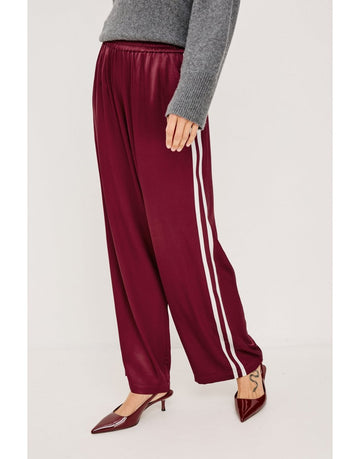 Young Ideas/Henmores - Merida Side Stripe Satin Trousers - Garnet - S
