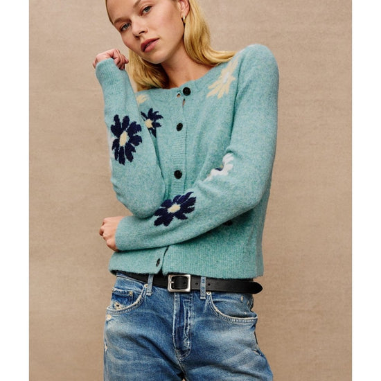 Young Ideas/Henmores - Millie Floral Knitted Cardigan - Teal Floral - S