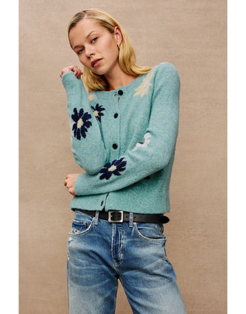 Young Ideas/Henmores - Millie Floral Knitted Cardigan - Teal Floral - S