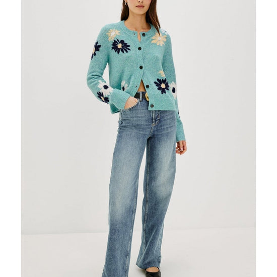 Young Ideas/Henmores - Millie Floral Knitted Cardigan - Teal Floral - S