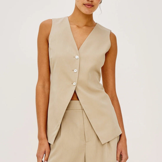 Young Ideas/Henmores - Mylah Long Waistcoat - Almond - S