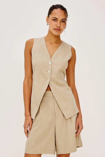Young Ideas/Henmores - Mylah Long Waistcoat - Almond - S