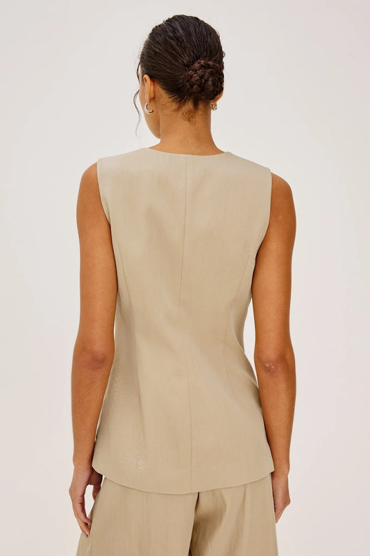 Young Ideas/Henmores - Mylah Long Waistcoat - Almond - S