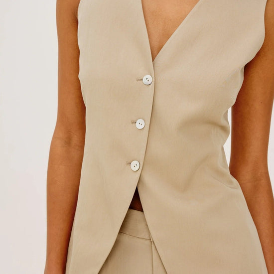 Young Ideas/Henmores - Mylah Long Waistcoat - Almond - S