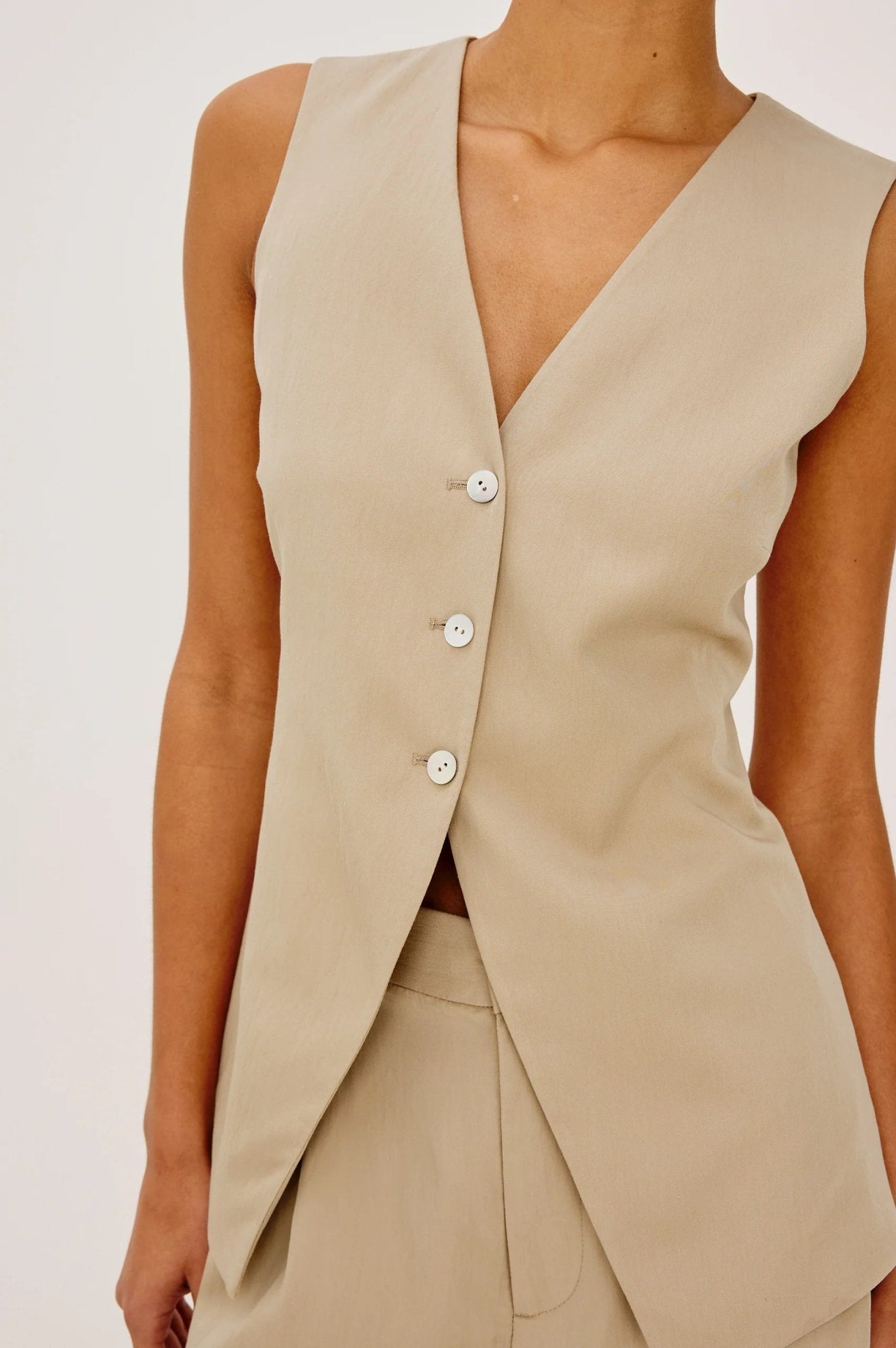 Young Ideas/Henmores - Mylah Long Waistcoat - Almond - S
