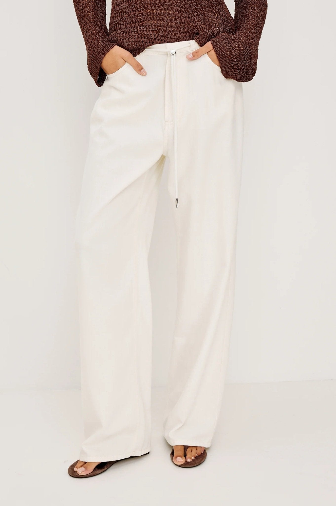 Young Ideas/Henmores - Normandie Wide Leg Drawstring Jeans - Ivory - 8