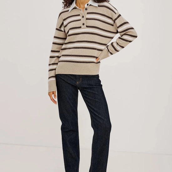 Young Ideas & Henmores -Paxton Collared Jumper -Heather Oat -XS