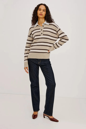 Young Ideas & Henmores -Paxton Collared Jumper -Heather Oat -XS