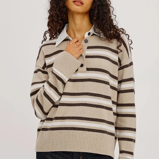 Young Ideas & Henmores -Paxton Collared Jumper -Heather Oat -XS