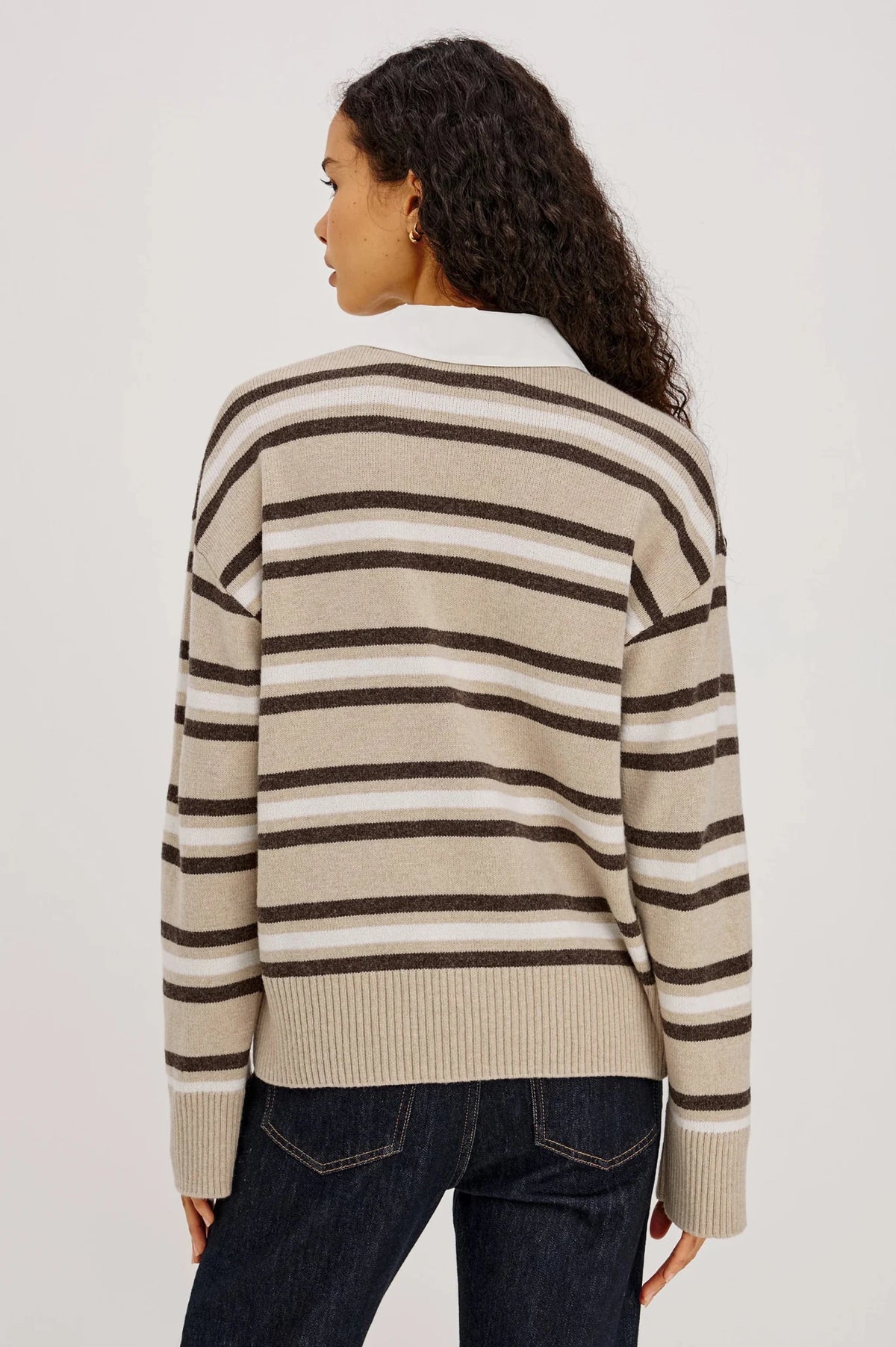 Young Ideas & Henmores -Paxton Collared Jumper -Heather Oat -XS
