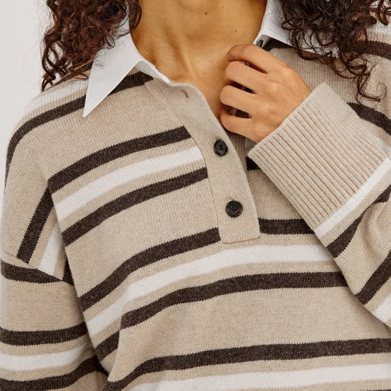 Young Ideas & Henmores -Paxton Collared Jumper -Heather Oat -XS