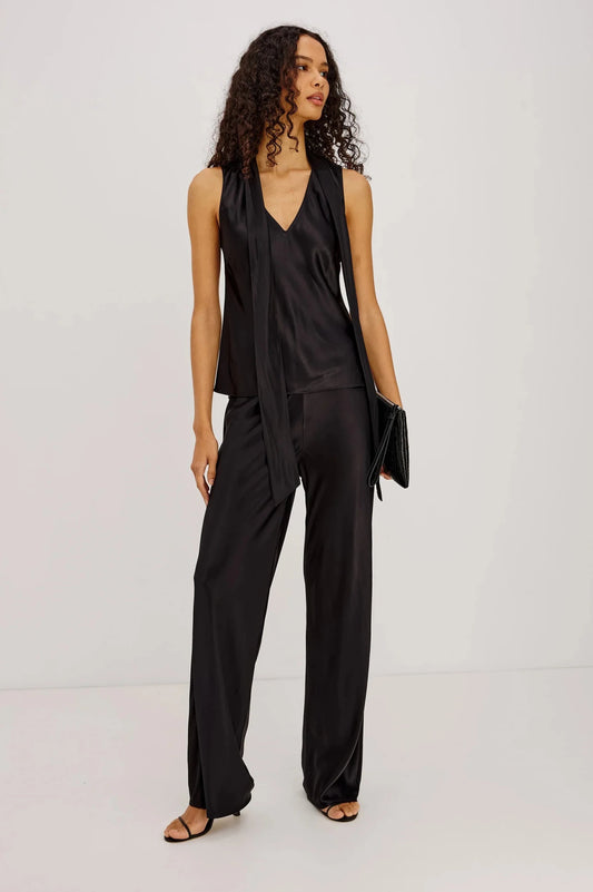 Young Ideas & Henmores -Poppy Pussy Bow Tie Top -Black -S
