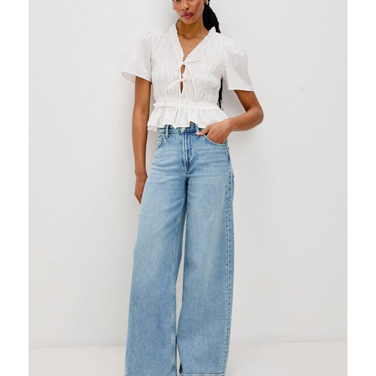 Young Ideas/Henmores - Portia Tie Front Ruched Top - White - XS