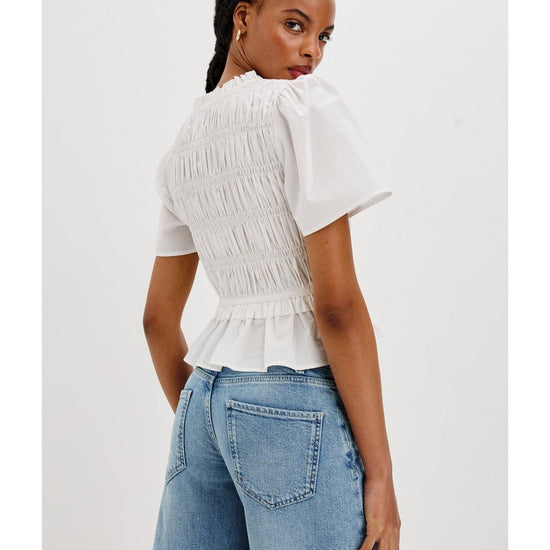 Young Ideas/Henmores - Portia Tie Front Ruched Top - White - XS