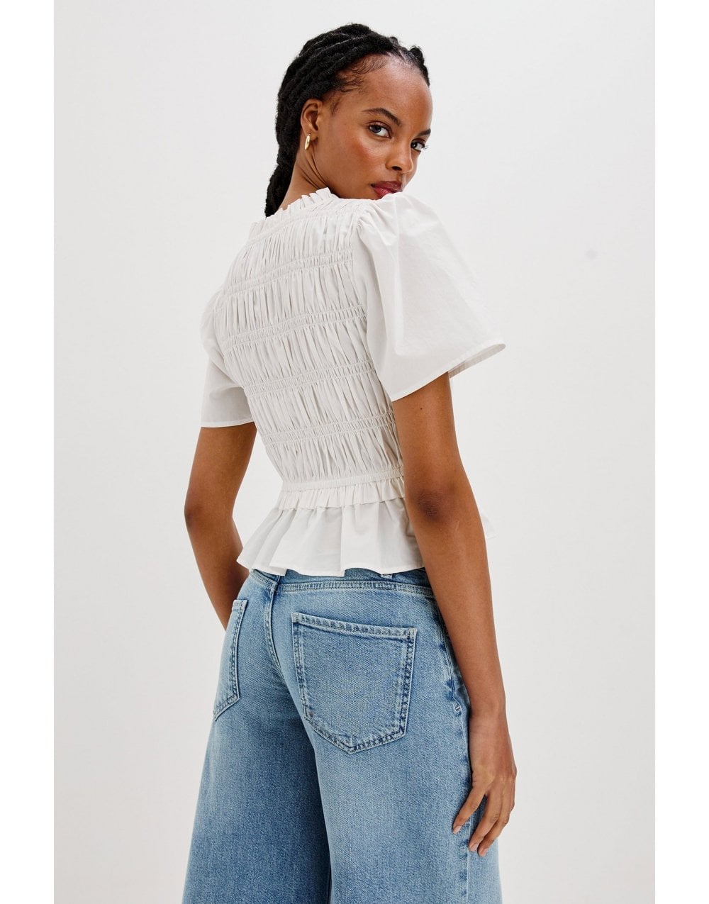 Young Ideas/Henmores - Portia Tie Front Ruched Top - White - XS