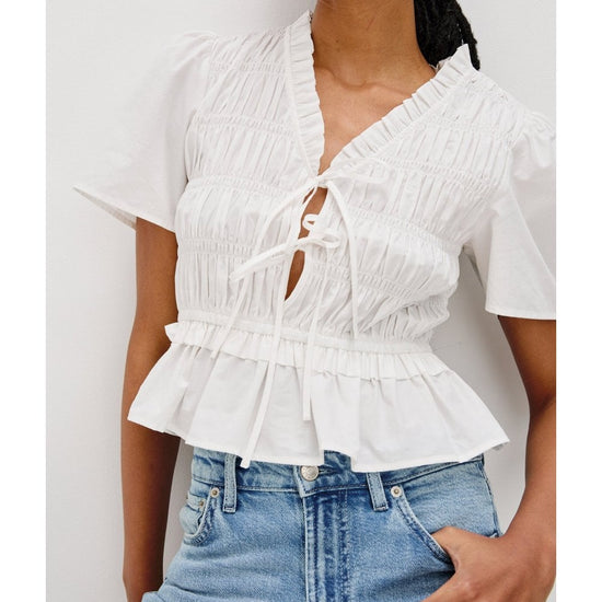 Young Ideas/Henmores - Portia Tie Front Ruched Top - White - XS