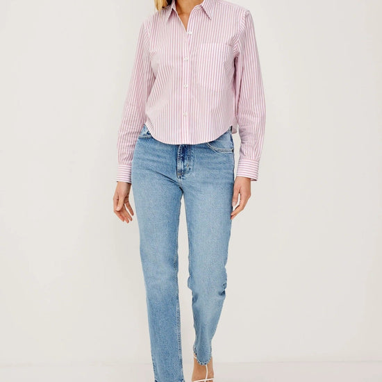 Young Ideas/Henmores - Ramy Striped Short Shirt - Rose - XS