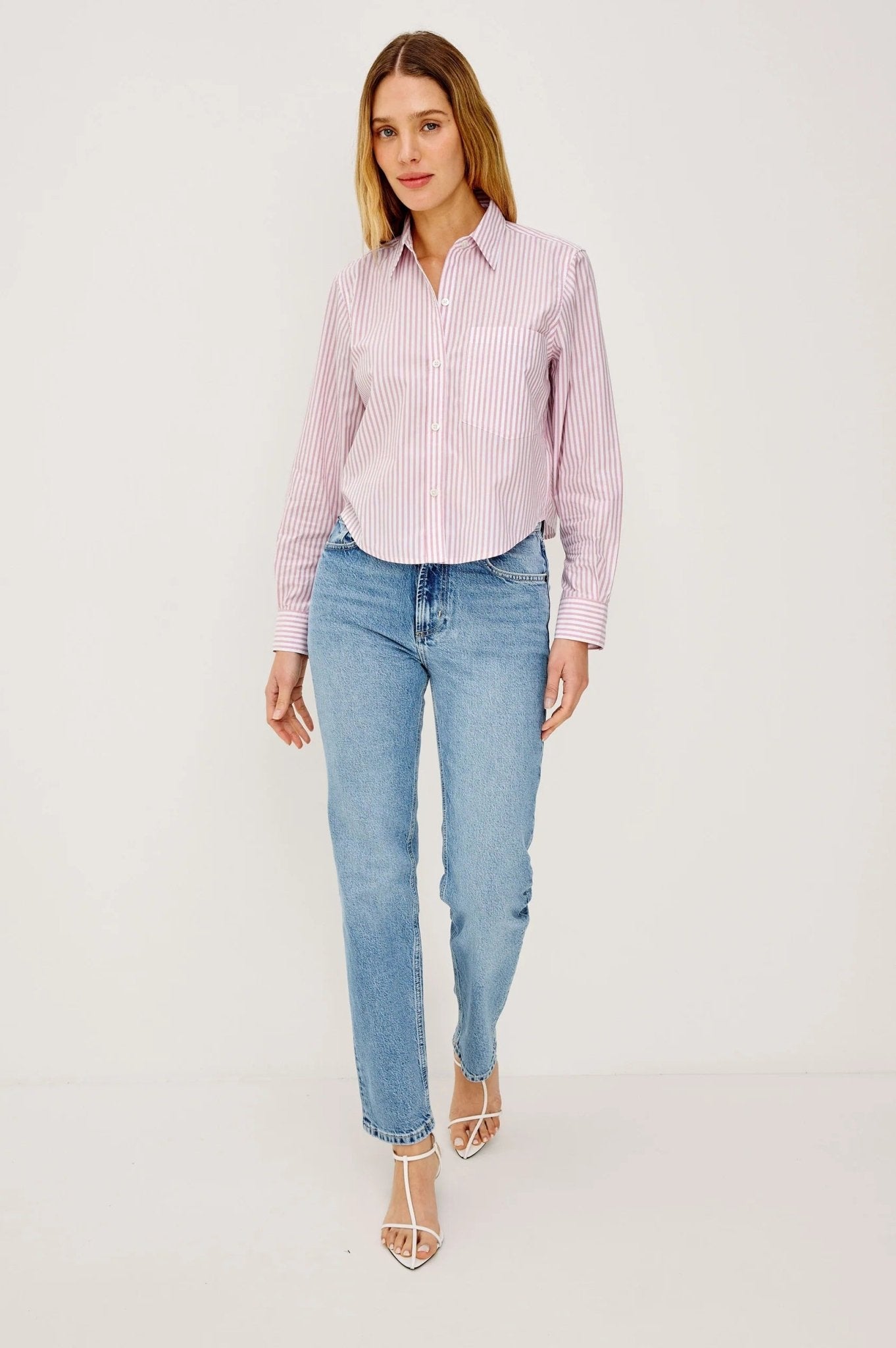 Young Ideas/Henmores - Ramy Striped Short Shirt - Rose - XS