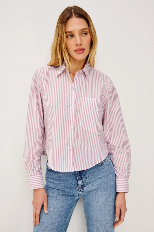 Young Ideas/Henmores - Ramy Striped Short Shirt - Rose - XS