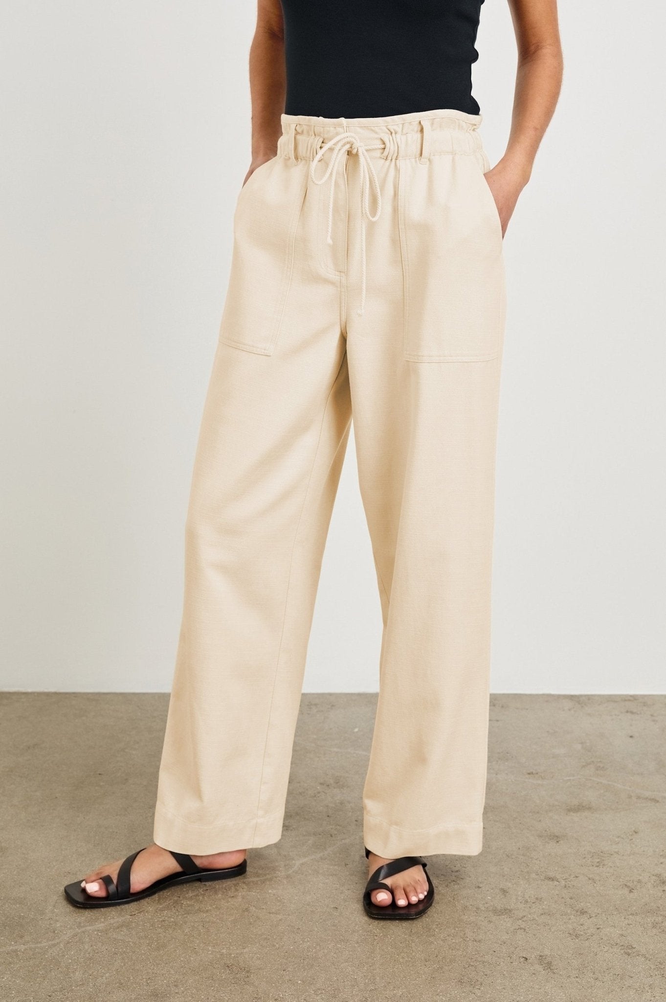 Young Ideas & Henmores - Ryan Wide Leg Drawstring Trousers - Safari Brown - XS