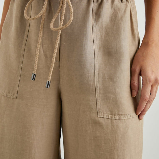 Young Ideas & Henmores - Ryan Wide Leg Drawstring Trousers - Safari Brown - XS