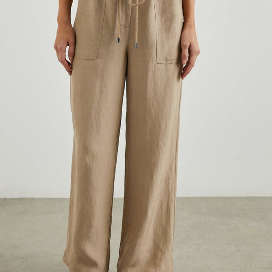 Young Ideas & Henmores - Ryan Wide Leg Drawstring Trousers - Safari Brown - XS