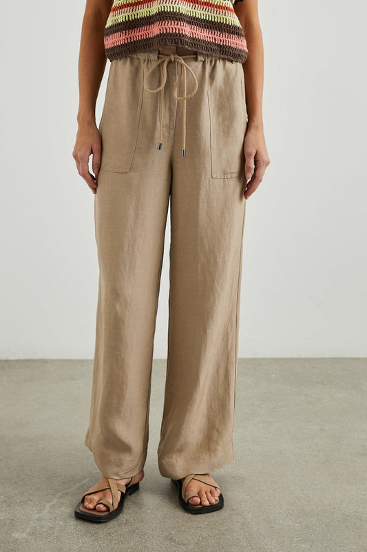 Young Ideas & Henmores - Ryan Wide Leg Drawstring Trousers - Safari Brown - XS