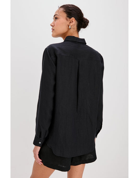 Young Ideas/Henmores - Samar Ladder Embroidered Long Sleeve Shirt - Black - S