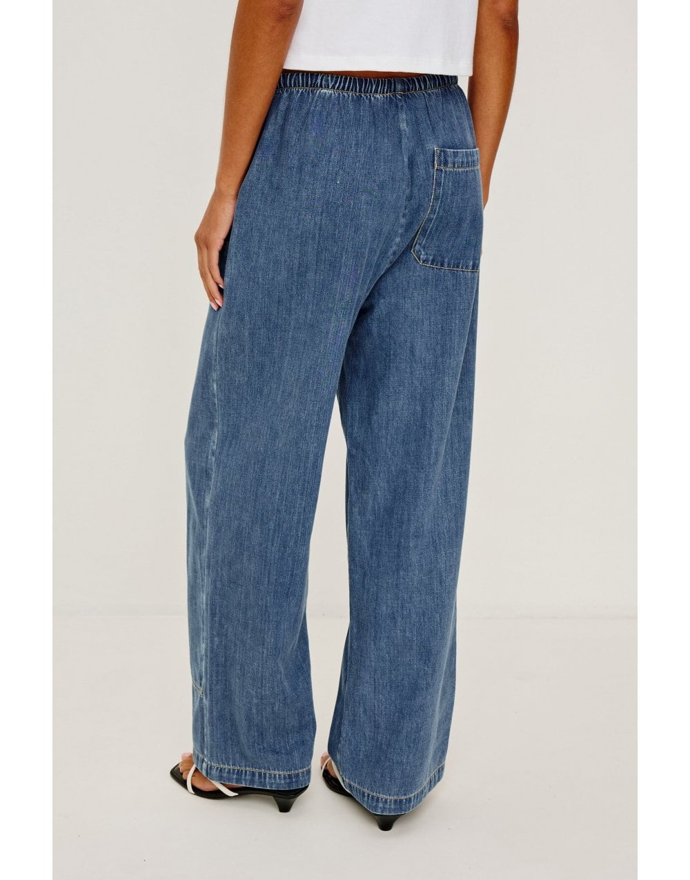 Young Ideas/Henmores - Sanderson Denim Wide Leg Trousers - Antique Blue - XS