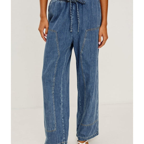 Young Ideas/Henmores - Sanderson Denim Wide Leg Trousers - Antique Blue - XS