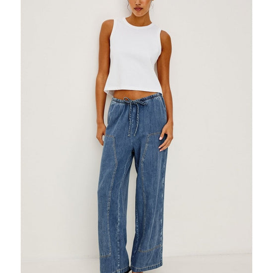 Young Ideas/Henmores - Sanderson Denim Wide Leg Trousers - Antique Blue - XS