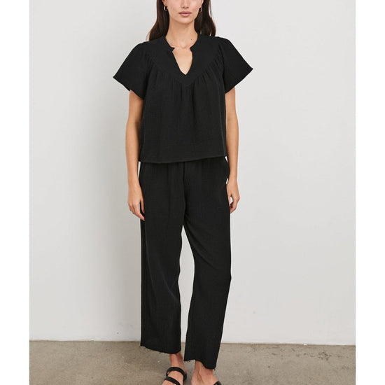 Young Ideas/Henmores - Sayer Short Sleeve V Neck Top - Black - S