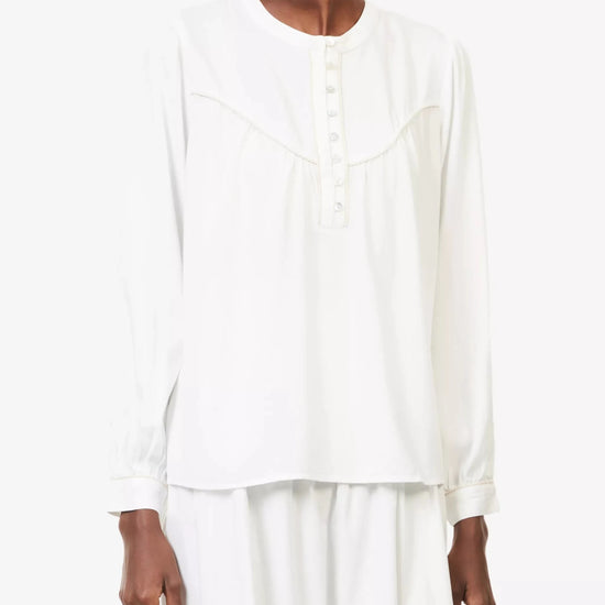 Young Ideas & Henmores - Sunna Waterfall Ruched Blouse - Birch - XS