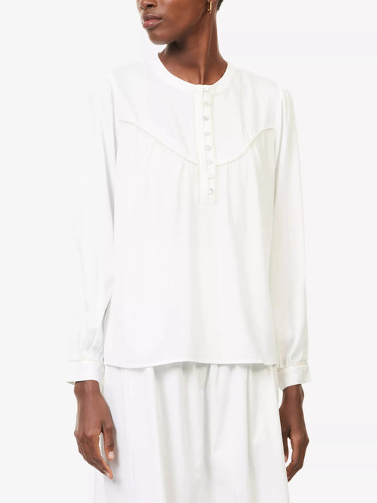 Young Ideas & Henmores - Sunna Waterfall Ruched Blouse - Birch - XS