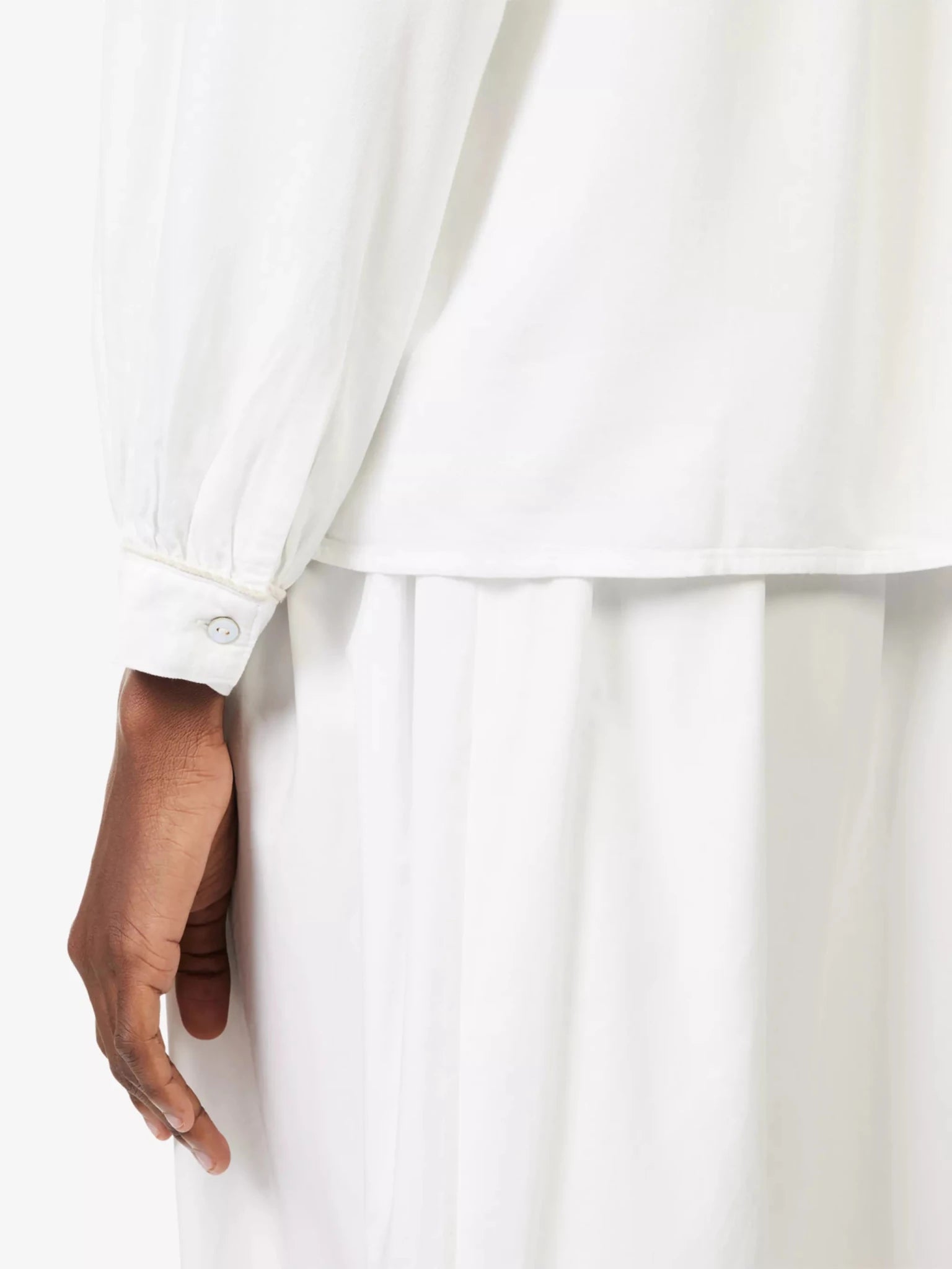 Young Ideas & Henmores - Sunna Waterfall Ruched Blouse - Birch - XS