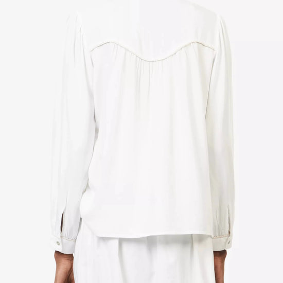 Young Ideas & Henmores - Sunna Waterfall Ruched Blouse - Birch - XS
