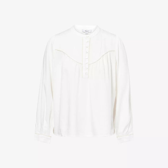 Young Ideas & Henmores - Sunna Waterfall Ruched Blouse - Birch - XS